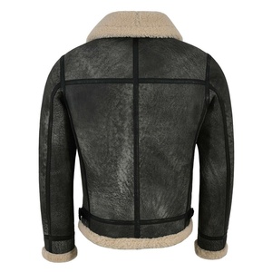 Hommes de B3 Bomber en peau de Mouton En Cuir Veste En Peau de Mouton Cru Style Hiver Chaud En Fausse Fourrure Veste - Product Image 6