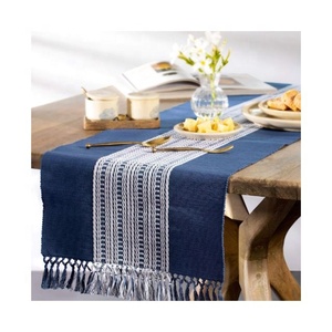 Assorted Solid Blue Vibrant Color Design With GOTS Certified Custom Embroidered Machine-wash 100% Pure Cotton <b>Table</b> <b>Runner</b> Sets - Product Image 5