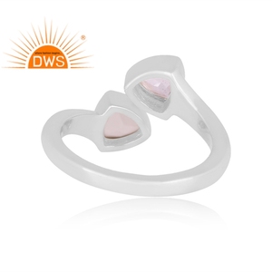 Meilleure qualité bague ajustable en argent sterling fin avec cristal de quartz et pierre de lune blanche fabricant de bijoux personnalisés - Product Image 4