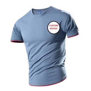 Qualité standard plaine surdimensionné coton polyester col roulé t-shirt de luxe pour hommes grande taille t-shirts pour hommes t-shirt en gros - Product Image 2