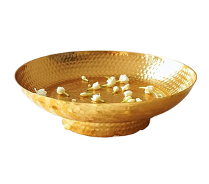 Urli de metal de color dorado con diseño de tazón y pétalo para decoración de Diwali con diseño de flores de gran calidad con tamaños de 12x12x1 pulgadas - Product Image 4