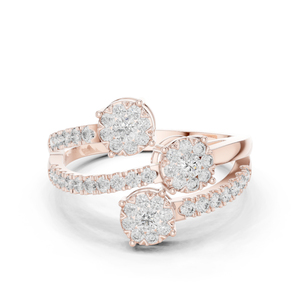 Anillo de Aniversario de Oro Rosa de 14K con Diamante Redondo Cultivado en Laboratorio para Mujer |   Diamante Cultivado Nuevo - Product Image 1