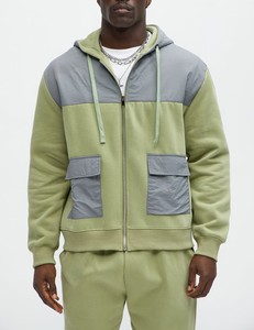 Ensemble de survêtement sportif respirant imprimé à blocs de couleur 2 pièces, ensemble de survêtement décontracté uni, couleur unie, pour adultes, écologique, printemps 100% - Product Image 6