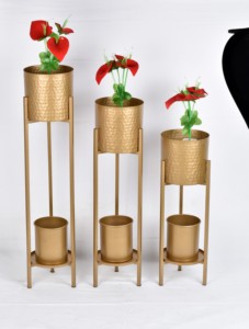 Jardinière en aluminium de qualité supérieure, finition or martelé, style moderne, légère, écologique, durable, pour balcon, jardin, maison - Product Image 3