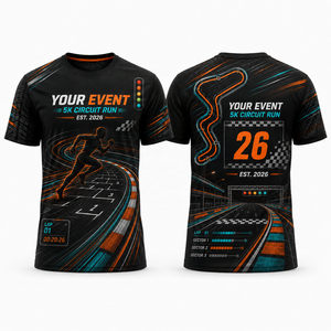 Camiseta de Carrera Personalizada Circuito Run 5k, Inspirada en los Deportes de Motor, Camiseta para Eventos de Atletismo, Sublimación Completa, Camiseta de Carreras de Autos - Product Image 3