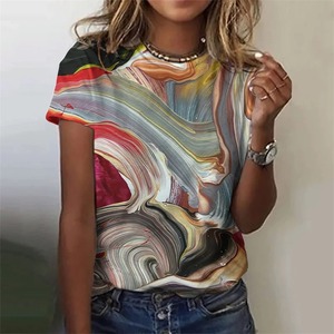 Top qualité femmes 3D Art peinture col rond femmes T-Shirts femmes respirant décontracté t-shirts sublimé chemise Falak Impex - Product Image 4