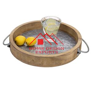 2025 Best-seller Plateau de service alimentaire en métal Ensemble personnalisé de 2 tailles Plateau de service alimentaire en métal galvanisé avec poignée en corde de jute - Product Image 5