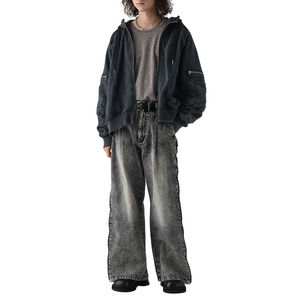 Chándal de Invierno de Alta Calidad para Hombre, de Algodón Grueso, Estilo Holgado, Lavado Vintage, con Parches, Costuras, Bolsillos con Cremallera, Secado Rápido - Product Image 6