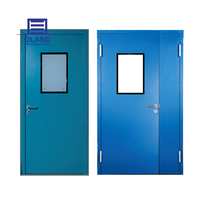 Portes battantes doubles en acier inoxydable pour salle blanche avec isolation acoustique souple et flexible en verre