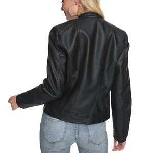 Chaqueta de piel de oveja auténtica a la moda para mujer, hermoso logotipo personalizado bordado, chaqueta de cuero genuino transpirable para mujer - Product Image 3