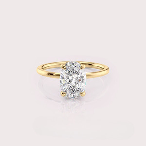 Bague en diamant ovale cultivé en laboratoire certifié IGI, élégante, or jaune 14 carats - Product Image 1