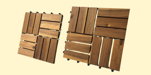 Azulejo de cubierta de patio de madera de acacia 12 listones tipo entrelazado impermeable uso interior y exterior, balcón jardín (11,81x11,81x0,94 pulgadas) - Product Image 5