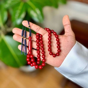 Perles de prière en résine naturelle, perles rondes roses, tasbih musulman, chapelet islamique, fabricant indien - Product Image 1