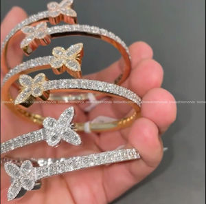 Exclusive 925 Sterling Silver <b>Butterfly</b> Style <b>Bracelet</b> Fully Iced Out With Round and Baguette Cut Moissanite Diamonds for Unisex - Product Image 5