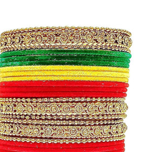 Style indien mariage ethnique velours verre bracelets à la main dames mode haute qualité écologique à la mode bracelets ensembles - Product Image 4