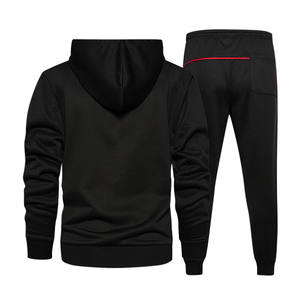 Conjunto Deportivo Informal de Invierno para Hombre y Mujer, Talla Grande, Grueso, de 2 Piezas, Color Sólido Estampado, 100% Poliéster, Sudadera con Capucha y Pantalones Deportivos - Product Image 4