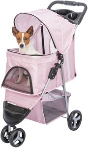 Cochecito plegable de tres ruedas para mascotas, con cabina grande, dosel ajustable, malla transpirable y cesta de almacenamiento, 1 unidad - Product Image 4
