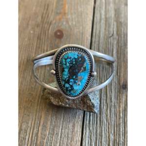 Navajo Kingman Turquoise & Sterling <b>Silver</b> <b>Cuff</b> <b>Bracelet</b> Cultural Collectible Jewelry - Product Image 1