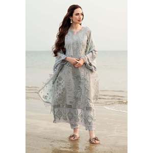 Conjunto de 3 piezas NUREH para mujer: Camisa bordada con diseño láser, Dupatta bordada de tela Khaddi y Pantalón - BIC-4746 - Product Image 2