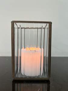 Portavelas de vidrio acanalado, soporte de vela de Metal de diseño Premium, soporte de pilar de Metal y vidrio transparente, soporte de vela decorativo para el hogar - Product Image 5