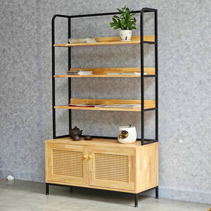 Étagère décorative en bois de caoutchouc au design scandinave avec compartiments (100x40x172cm) - Product Image 6