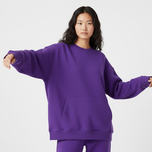 Sudadera Lisa para mujer, proveedor de fábrica OEM, venta al por mayor, jersey de manga larga de lana hecho a medida, ropa de calle de moda, Top informal - Product Image 5