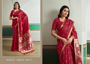 ผ้าส่าหรีผ้าไหมสำหรับงานทอผ้าด้วยมือของนักออกแบบสีแดงส่าหรีชุดสำหรับงานแต่งงานส่าหรีออกแบบงานส่าหรี - Product Image 2