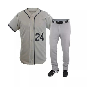 Fabricant d'uniformes de baseball personnalisés pour hommes, maillots à manches courtes en coton polyester respirant, ensembles grande taille pour équipes d'adultes - Product Image 1