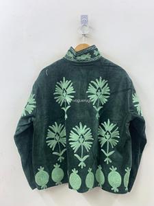Hand Embroidered Floral Velvet <b>Poncho</b> Mandarin Collar Batwing Sleeve Adult Autumn Outerwear Thick Full Sleeve Vintage Style - Product Image 4