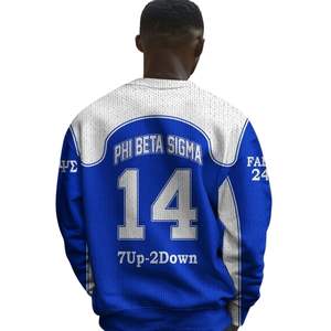Phi Beta Sigma Fraternité 1914 Acrylique Pull En Tricot Lettres Grecques Bleu Blanc Chenille Sigma Beta Pull Vêtements - Product Image 6