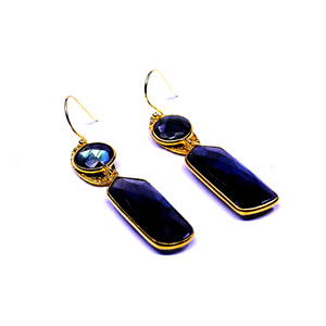 Wedding Wear 925 Sterling Silver <b>Gold</b> Plated Jewelry Labradorite Gemstone Women Wear <b>Earring</b> <b>Set</b> - Product Image 2