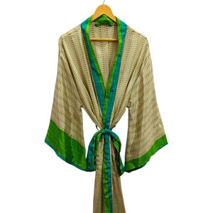 Luxury High demanded Bathrobe <b>Silk</b> Sari <b>Kimono</b> Vintage Sari Robe Soft Beach Party Gown Indian Handmade <b>Silk</b> <b>Kimono</b> for sale - Product Image 1