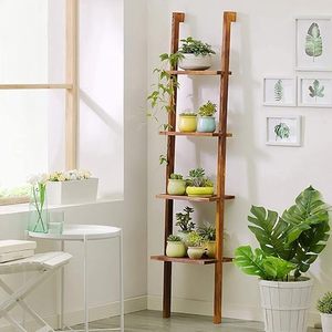 Vente en gros échelle unique conçue à quatre niveaux étagère de rangement pour plantes en bois étagères pour plantes support décoration maison jardin de la meilleure qualité - Product Image 6