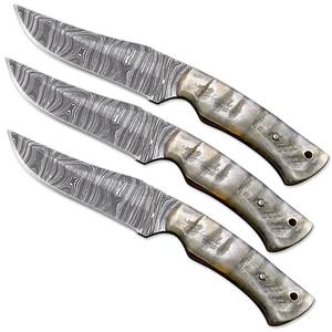 Lot de 3 couteaux de chasse Nordic Forge, couteaux à lame fixe en acier Damas, manche en corne de biche, lame pleine, couteau de camping et de chasse - Product Image 3