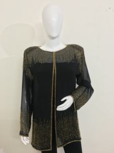 เสื้อแจ็คเก็ตปักเลื่อมหรูหราสำหรับผู้ใหญ่ผู้หญิงแจ็คเก็ตสั้นสำหรับปาร์ตี้วันหยุดตอนเย็นชุดเดรสเปิดด้านหน้าประดับลูกปัดทำงาน - Product Image 4