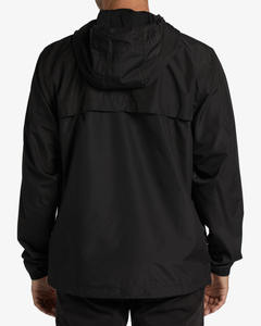 Veste coupe-vent à capuche de course à pied d'hiver pour hommes avec fermeture à glissière avant à col montant et logo imprimé - Product Image 4