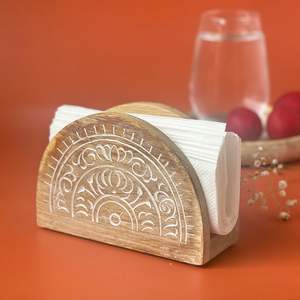 Porte-mouchoirs en bois de manguier de qualité faite à la main porte-serviettes moderne écologique pour les mariages et les événements décor de table - Product Image 1
