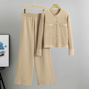 Conjuntos de pijama de punto de 2 piezas elegantes para mujer, conjunto de pantalones cárdigan de vendaje con cinturón, conjunto de dos piezas de punto informal para mujer 2024 - Product Image 3