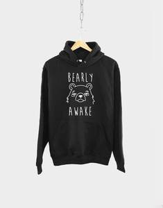 Bearly Awake <b>Hoodie</b> Soft Cotton Blend with Sleepy <b>Bear</b> Design - Product Image 1