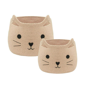 Handmade Cotton Rope Storage Basket Cute <b>Cat</b> Toy Organizer Woven Laundry Bin Open <b>Top</b> Home Organizer - Product Image 2
