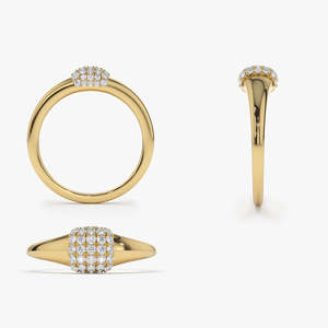 Bague de fiançailles en or 14 carats plaqué rhodium sertie de diamants pavés, certifiée par un tiers, 0,31 CT, diamant naturel à quatre couches, cadeau pour elle - Product Image 5