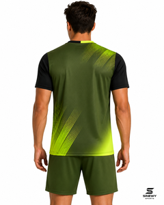 SINEWY SPORTS Men's Soccer Jersey Set Green Yellow Gradient V-Neck Short Sleeve Moisture Wicking Breathable Quick Dry <b>Athletic</b> - Product Image 6