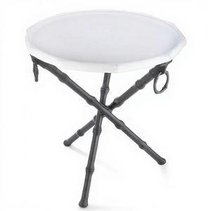 Table d'appoint en aluminium métallique de style luxueux pour salon, couleur noire, haute qualité, meubles de décoration pour la maison et l'hôtel - Product Image 1