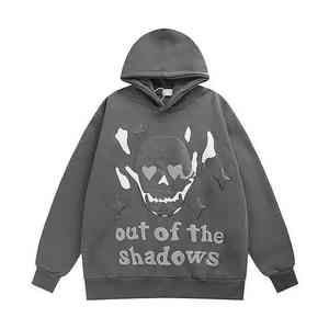 Alta calidad 2025 sudaderas con capucha de gran tamaño pesadas desgastadas Impresión de hojaldre lavado con ácido logotipo personalizado Venta caliente - Product Image 1