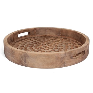 Bandeja de madera de Mango 100% para el hogar, bandeja de madera redonda de la mejor calidad a bajo precio, suministros para restaurantes y hoteles - Product Image 6