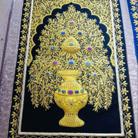 Tapisserie murale florale moderne en coton brodé Zari, décoration d'intérieur en plusieurs pièces