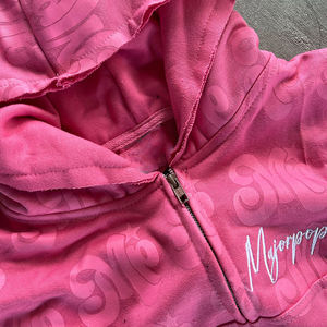 New Arrival Unisex 460gsm Fleece Winter Hooded Sweatsuit Custom Logo Drawstring Cropped Boxy Fit Solid Heat Transfer Printing - Product Image 2