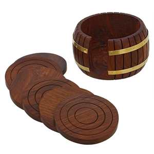 Walnut Coasters With Box Custom Plain <b>Beach</b> Wood Coasters Round Wooden coaster for Drinks - Product Image 4