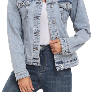 Chaquetas vaqueras OEM para mujer, prendas de vestir vaqueras informales, abrigo abotonado de otoño, algodón grueso de gran tamaño, transpirable y ecológico para mujer - Product Image 2