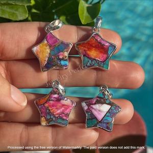 Elegante y Exclusivo Colgante de Moissanita en Forma de Estrella con Bisel, Color Rosa Ostra Turquesa, Joyería Fina para Mujer, Ideal para Fiestas - Product Image 3